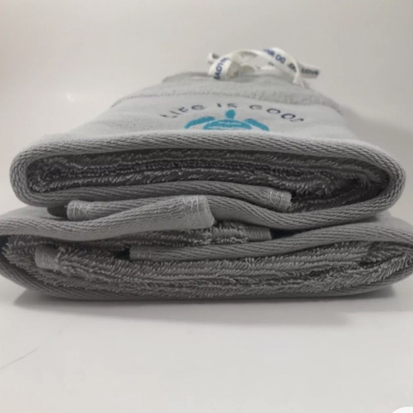 NWT Life Is Good Sea Turtle 2 Embroidery Take It Easy Bathroom Hand Towel Cotton - Picture 2 of 3